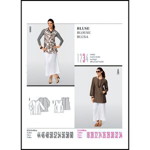 الگو خیاطی تاپ و تونیک زنانه بوردا استایل کد 7506 سایز 44 تا 60 متد مولر