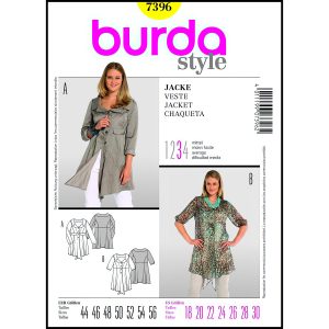 الگو خیاطی ژاکت زنانه بوردا استایل کد 7396 سایز 44 تا 56 متد مولر