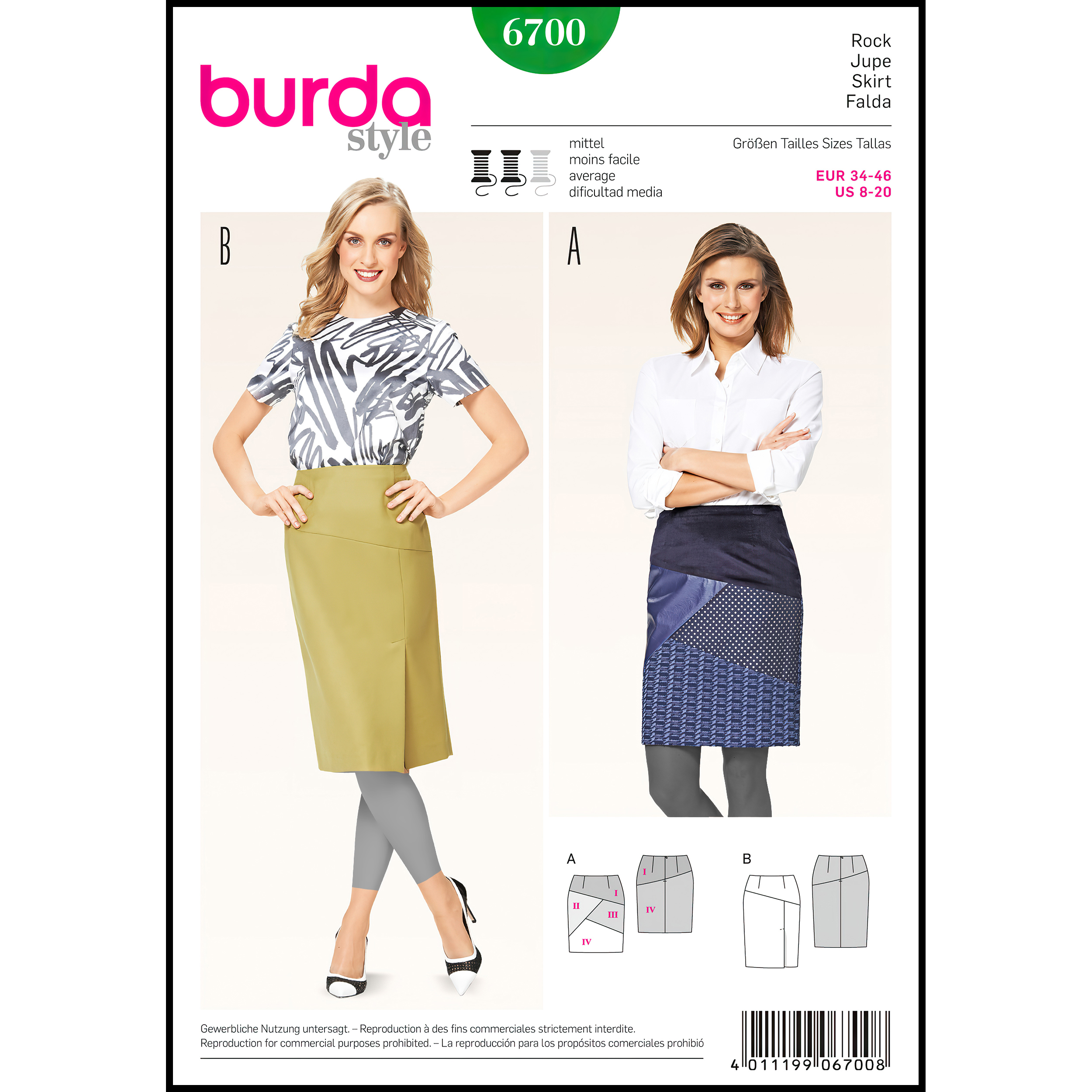 الگو خیاطی دامن زنانه بوردا استایل کد 6700 سایز 34 تا 46 متد مولر الگو خیاطی دامن زنانه بوردا استایل کد 6700 سایز 34 تا 46 متد مولر